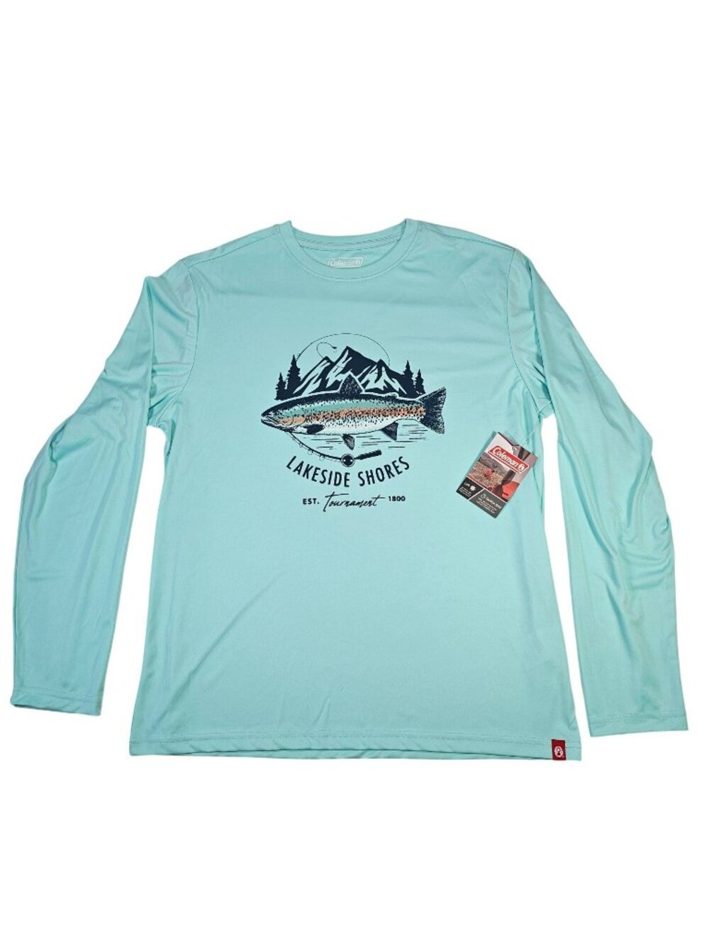 Coleman NWD Long Sleeve UPF 50 Quick-Dry Shirt Lakeside Shores Men's Size L Blue